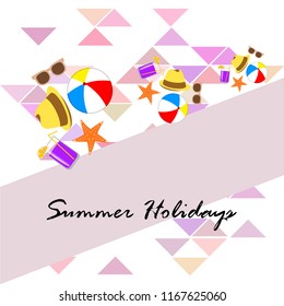 summer holiday hat flip flops seashell vector background