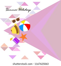 summer holiday hat flip flops seashell vector background