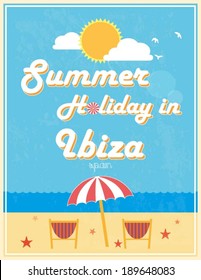 Summer Holiday in Ibiza Poster, vector illustration.