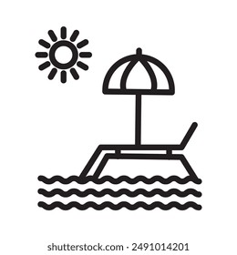 Summer holiday icon Black line art vector logo