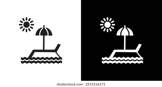 Icono de vacaciones de verano Ilustración plana de línea delgada