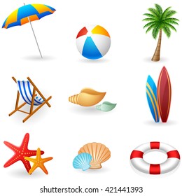 Summer holiday icons