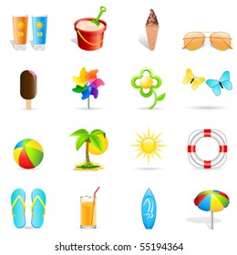 summer holiday icons - vector illustration