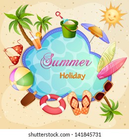 Summer holiday illustration with palm trees