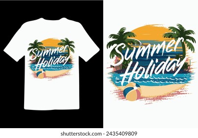 summer holiday illustration t shirt 