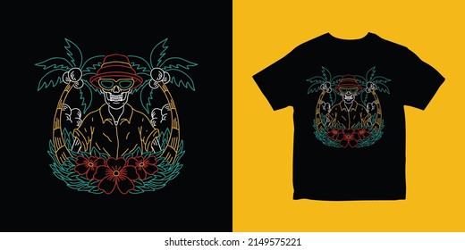 summer holiday illustration tshirt design