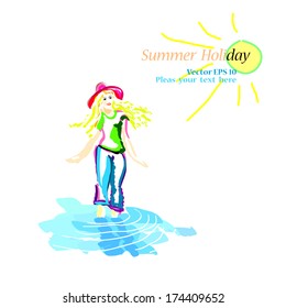 Summer holiday. Image for travel advertising agency. Summer background. Sunshine. Recreation. 