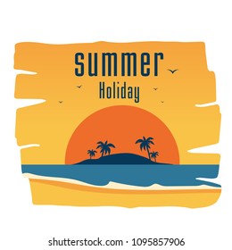 Summer Holiday Island Sunset Background Vector Image
