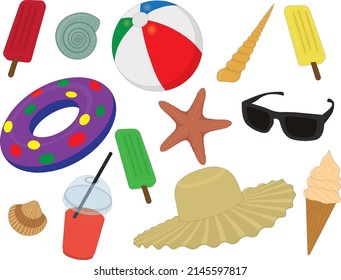 Summer holiday items collection vector illustration
