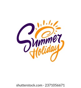 Summer holiday lettering phrase. Colorful vector art. Isolated on white background.