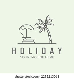 summer holiday line beach design art minimalist illustration logo