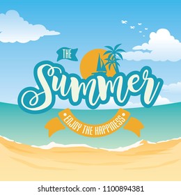THE SUMMER HOLIDAY LOGO WITH BEACH BACKGROUND