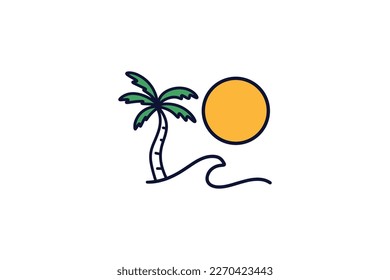 Summer and holiday logo design icon vector
