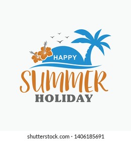Summer holiday logo design, simple and flat design