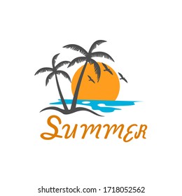 Summer holiday logo design vector 