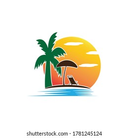 Summer Holiday  On The Beach logo vector