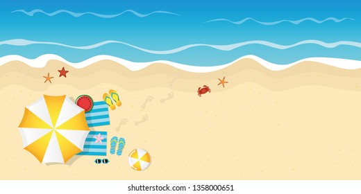 summer holiday on the beach top view background with copy space vector illustration EPS10