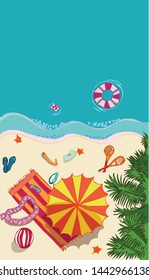 Summer Holiday on Beach Vector Drawing