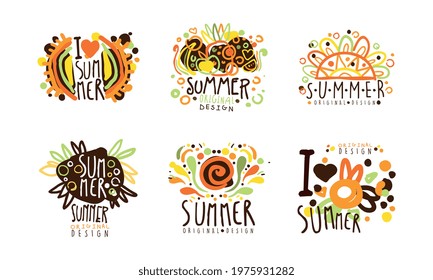 Summer Holiday Original Design with Fancy Shapes Vector Set