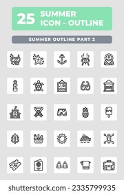 Summer Holiday outline icon style design