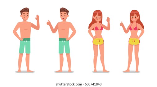 Summer holiday. People in the beach character design