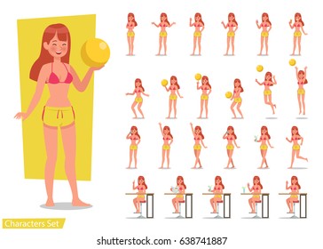 Summer holiday. People in the beach character design
