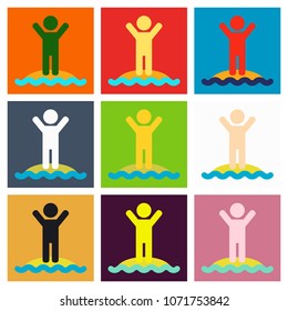 Summer holiday. People in the beach design