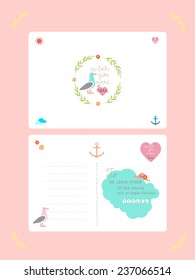 Summer holiday postcard background vector template for valentine card