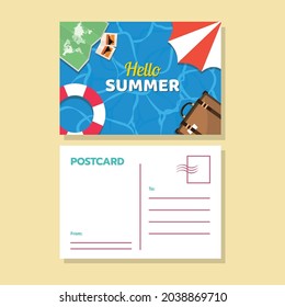 summer holiday postcard with flat design