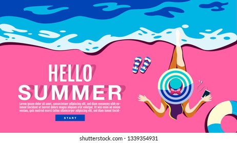 Summer Holiday, Poster , Banner, swimming pool, sunshine ,Vector Illustration.