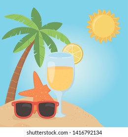 summer holiday poster with beach scene