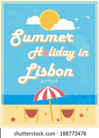 Summer Holiday Poster Design, vector illustration.