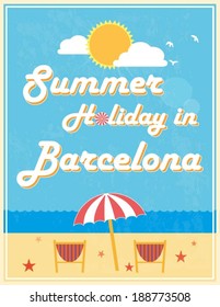 Summer Holiday Poster Design, vector illustration.