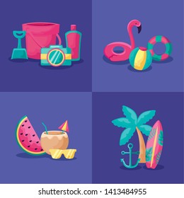 summer holiday poster with float flemish and icons