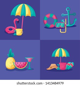 summer holiday poster with float flemish and icons