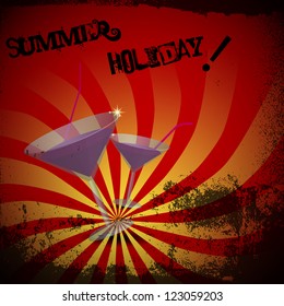 summer holiday poster with glass of drink