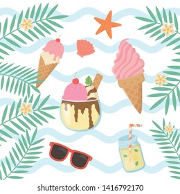 summer holiday poster set icons