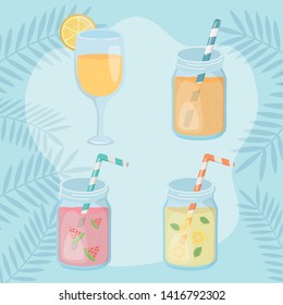summer holiday poster set icons