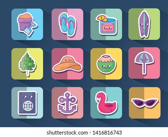 summer holiday poster set icons