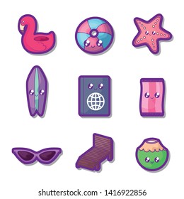 summer holiday poster set icons