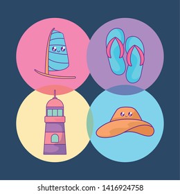 summer holiday poster set icons