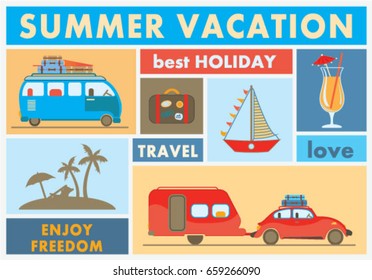 Summer holiday poster. Vector illustration.