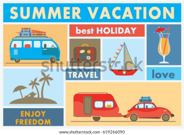Summer holiday\
poster. Vector\
illustration.