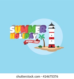 Summer holiday retro cartoon theme vector art illustration