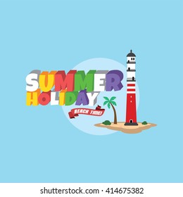 Summer holiday retro cartoon theme vector art illustration
