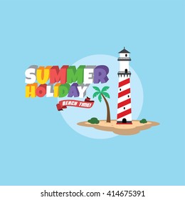 Summer holiday retro cartoon theme vector art illustration