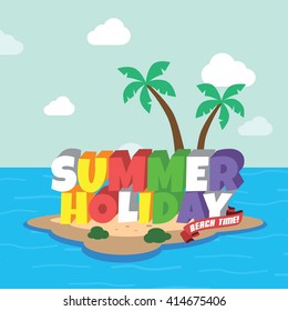 Summer holiday retro cartoon theme vector art illustration