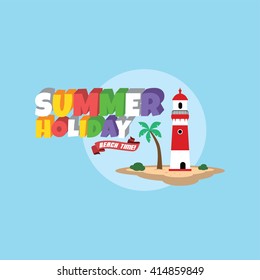 Summer holiday retro cartoon theme vector art illustration