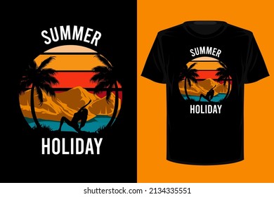 Summer holiday retro vintage t shirt design