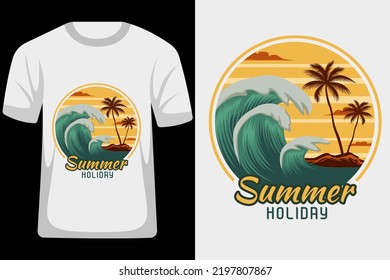 Summer Holiday Retro Vintage T Shirt Design